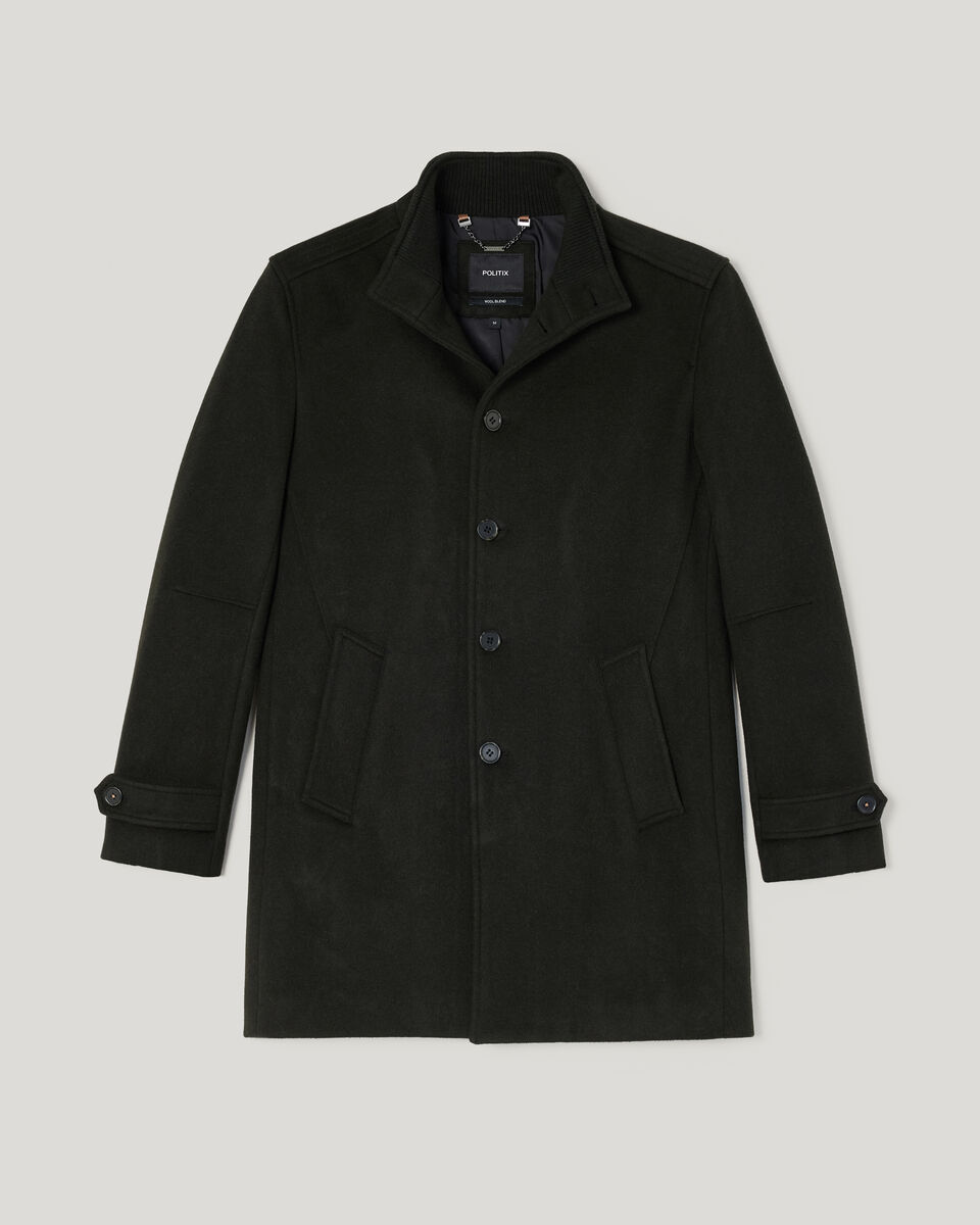 Wool Blend Funnel Neck Coat 